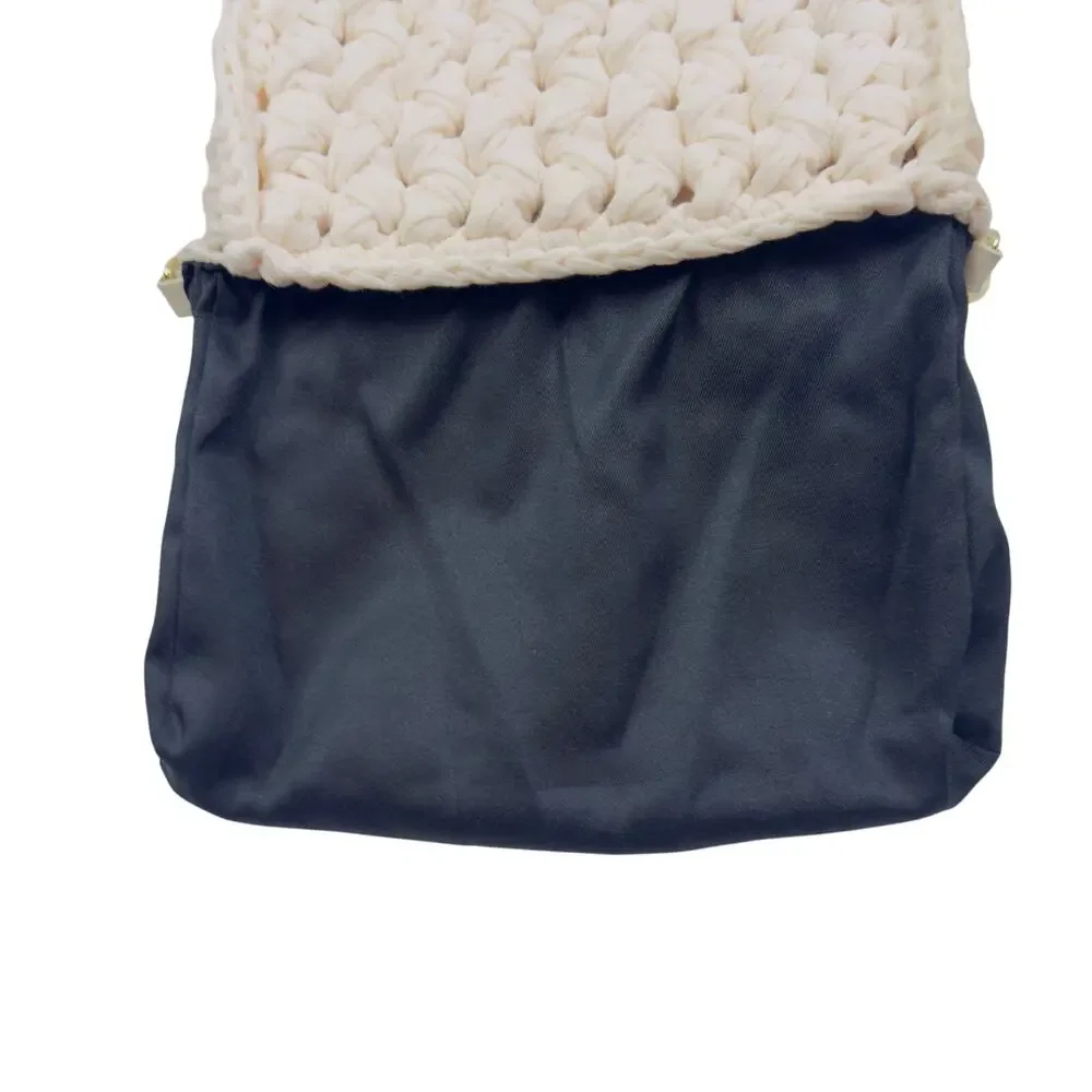 Zara Boho Hippie Earthy Natural Textured Crochet Woven Cream Cross Body Bag